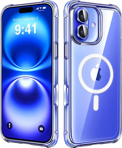 Miniatura 12 de Mkeke Funda magnética diseñada para iPhone 15 transparente, compatible con Magsafe, [no amarilla] [protección contra caídas de grado militar] fundas