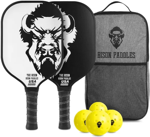 Bison Paddles: Paletas de pickleball de grafito de carbono, raquetas ligeras de pickleball | Núcleo compuesto de panal que mejora la colocación de