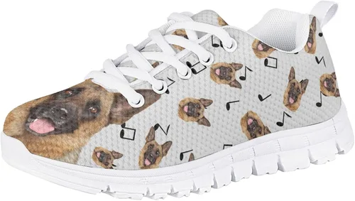 Divertidos zapatos de tenis con estampado de perro y gato para niñas y niños, de malla ligera, zapatos deportivos casuales para correr