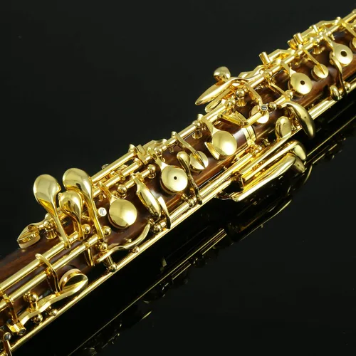 Miniatura 2 de Rochix Oboe Professional Performance Level RHG13 Cuerpo de secuoya chapado en oro semiautomático tono C con 2 cañas, 1 paño de limpieza, 1 hisopo
