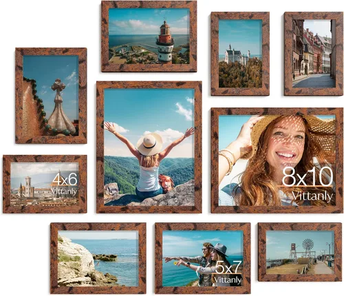 Miniatura 50 de Vittanly Paquete de 7 Marcos de Fotos, Marcos de Fotos Collage Decoración de Pared para Pared o Mesa, Múltiples Tamaños con 1 Pieza de 11x14