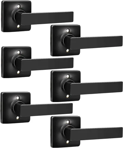 Miniatura 26 de GOBEKOR Paquete de 1 manija de paso, manijas de puerta negras para cerradura de puerta de armario, manija de puerta interior sin llave con cerradura