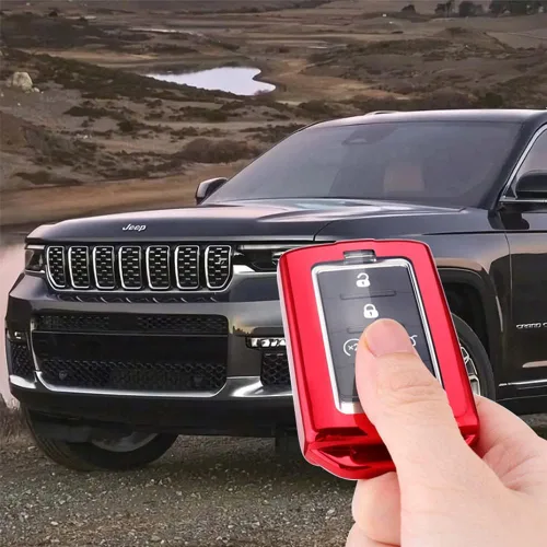 Miniatura 3 de Funda protectora para llavero de automóvil para Jeep Grand Cherokee L Grand Wagoneer 2022 2021, de silicona, TPU, con llavero, color plateado
