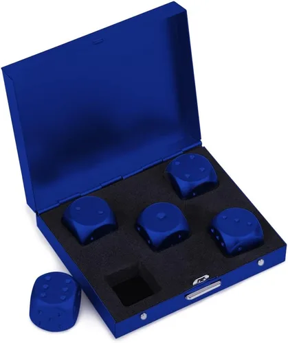 Miniatura 17 de DS. DISTINCTIVE STYLE Dados de aleación de aluminio 5 piezas 16 mm, dados de metal portátiles con estuche, dados de 6 caras para juego de fiesta