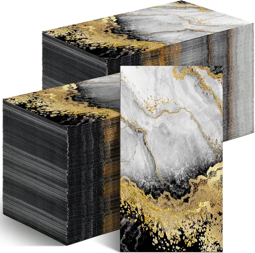 Geyoga 200 Piezas Servilletas de Invitados de Mármol de 2 Capas Servilletas de Papel Desechables para Baño de Invitados Toallas de Mano Marmoleadas