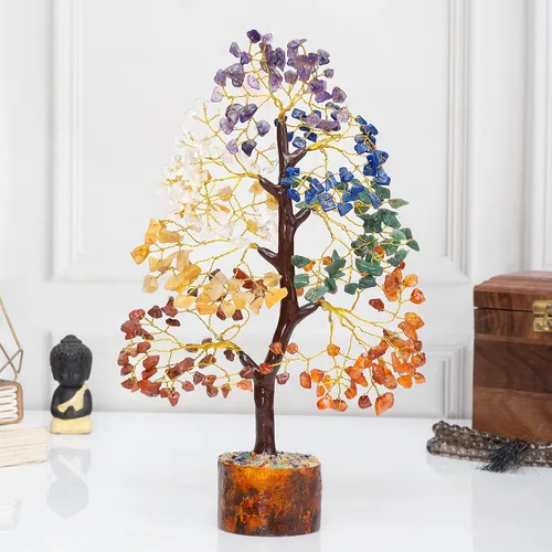 Miniatura 4 de Árbol de la vida de 7 chakras, árbol de dinero Feng Shui, árbol de piedras preciosas para energía positiva, árbol de cristal de siete chakras, atrae