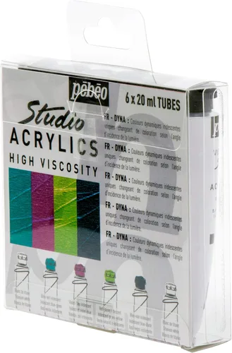 Pebeo Studio Acrylic Dyna Color, 0.7 fl oz (0.7 fl oz) x 4 colores, blanco x 2 botellas