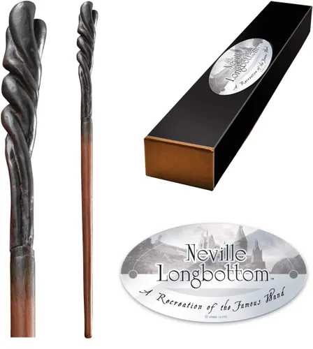 The Noble Collection - Varita de personaje de fondo largo Neville - Varita del mundo mágico de 13 pulgadas (13.4 in) con etiqueta de nombre - Juego