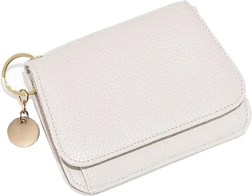 SENDEFN Carteras pequeñas para tarjetas de crédito para mujer, llavero de cuero con bloqueo RFID, bolsillo con cremallera de tres pliegues, monedero