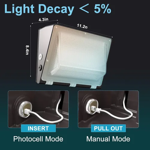 Miniatura 7 de Lightdot Paquete de 4 luces LED de pared 3CCT de 150 W, iluminación exterior de montaje en pared, 100-277 V, 22500 lm del atardecer al amanecer