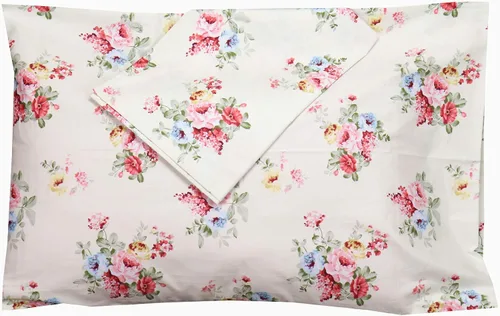 Miniatura 6 de Juego de 2 fundas de almohada de algodón azul suave, fundas de almohada de tamaño Queen con estampado floral con cierre de sobre, 20 x 30 pulgadas