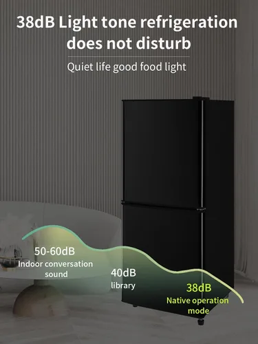 Miniatura 2 de KRIB BLING Refrigerador con congelador en la parte inferior de 4.0 pies cúbicos para nevera, termostato ajustable de 7 niveles para dormitorio, bar