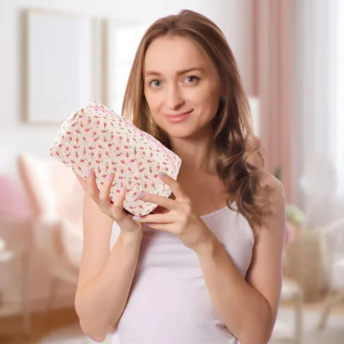 Miniatura 6 de Bolsa de maquillaje floral, bolsa de maquillaje acolchada floral, bolsa de cosméticos grande, bolsa de maquillaje de viaje de moda, bolsa de Flores