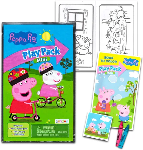 Miniatura 2 de Peppa Pig Paquete de 24 mini recuerdos de fiesta, paquete Grab n Go Play con páginas para colorear, calcomanías y más