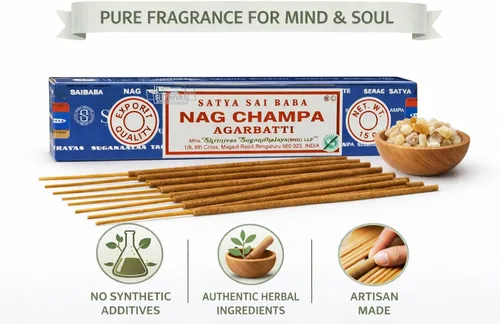 Miniatura 5 de Satya Nag Champa 15 gramos x 3 paquetes de varillas de incienso con soporte para varillas de incienso Giftbrit para positividad, meditación