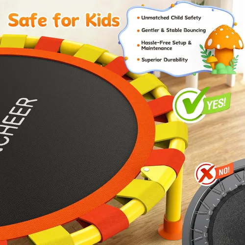 Miniatura 6 de ANCHEER 38'' Toddler Trampoline with Adjustable Handle, 150lbs Capacity Mini Trampoline for Kids Ages 1-6, Foldable & Easy to Assemble