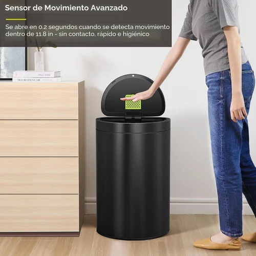 Miniatura 4 de EKO Mirage - Cubo de basura semicircular con sensor de movimiento de 47 litros/12.4 galones, cubo de basura automático para cocina con compartimento