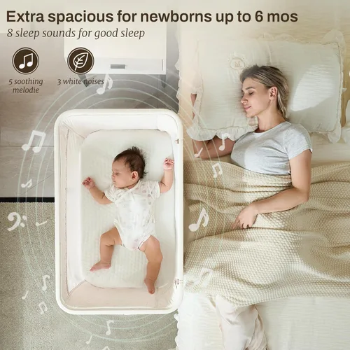 Miniatura 3 de Moisés eléctrico para bebé con movimiento mecedor, 3 en 1, para recién nacido con 5 alturas ajustables, cama automática para niño/niño, rosa