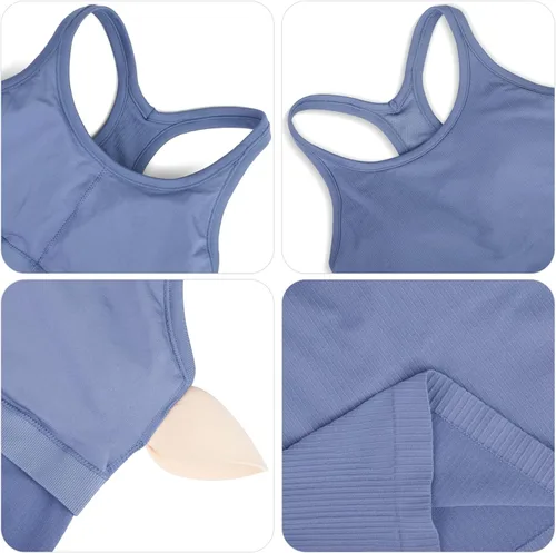 Miniatura 63 de sphinx cat - Camiseta corta de entrenamiento para mujer, camiseta sin mangas, acanalada, con espalda cruzada y brasier integrado