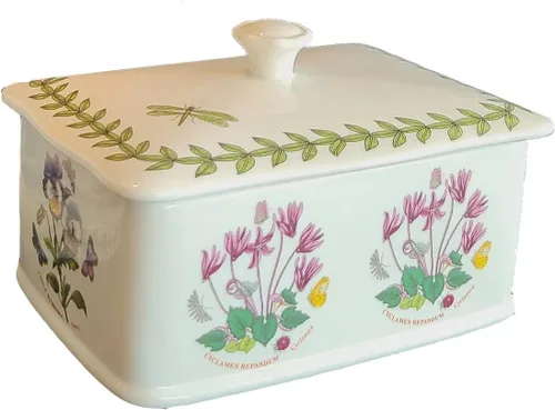 Miniatura 6 de Portmeirion Botanic Garden - Mantequillera de 6 pulgadas con tapa de perilla, varios motivos florales, plato de mantequilla de porcelana