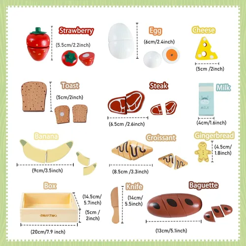 Miniatura 7 de Juego de café de madera para niños y juguete de panadería de madera para desayuno