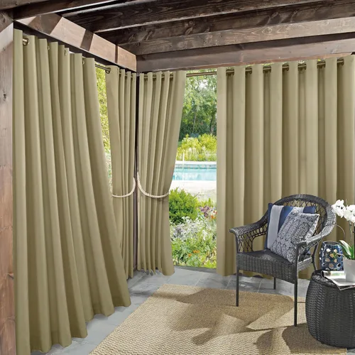 Miniatura 15 de Panel de cortina con ojales Sun Zero Marina para interior/exterior con protección UV y eficiencia energética, 54 x 95 pulgadas, cuarzo rosa