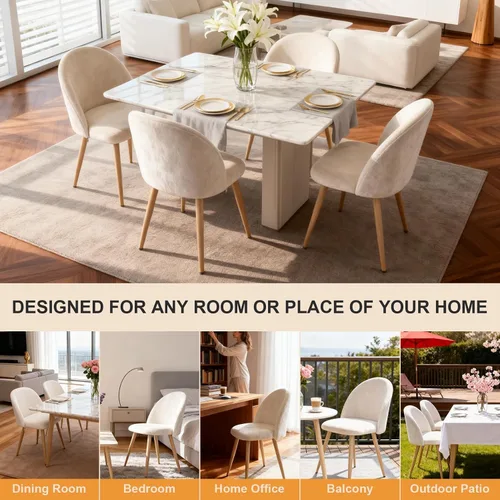 Miniatura 6 de Lightdot Juego de 2 sillas de comedor, cómodos asientos de terciopelo, sillas de sala de estar modernas de mediados de siglo, sillas de cocina