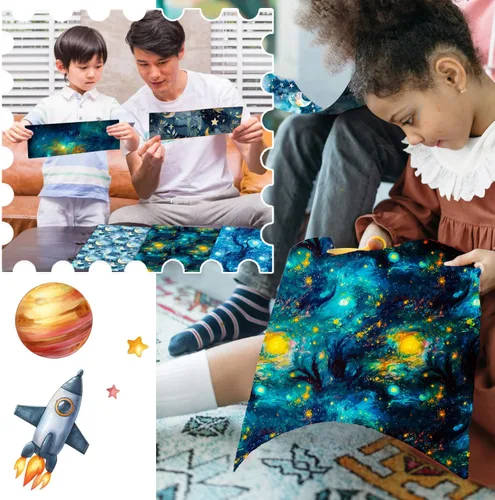 Miniatura 5 de Papel de álbum de recortes con patrón de galaxia, 11.8 x 11.8 in, paquete de cartulina especial para álbumes de recortes, blocs de papel
