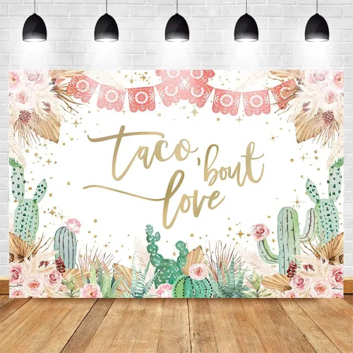 Miniatura 3 de Mocsicka Taco Bout - Telón de fondo de amor, bohemio, floral, mexicano, fiesta nupcial, fondo de cactus, flores de novia, despedida de soltera
