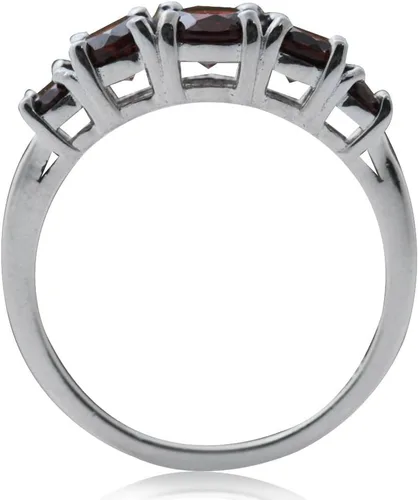 Miniatura 3 de Silvershake Anillo de plata de ley 925 chapada en oro blanco con piedra natal de 5 piedras redondas para mujer