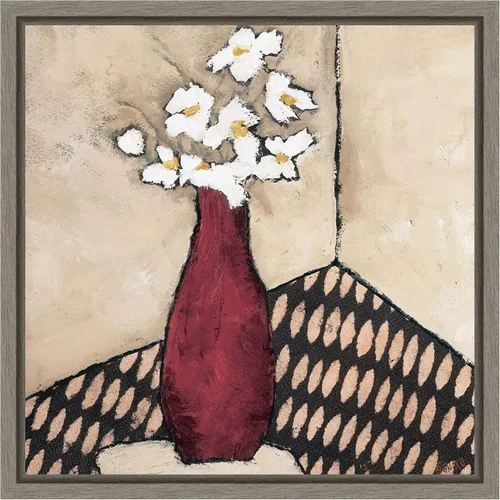 Miniatura 13 de Amanti Art Lienzo enmarcado para pared, florero rojo retro de 16 x 16 pulgadas, por Judi Bagnato, lienzo enmarcado para pared, obras de arte