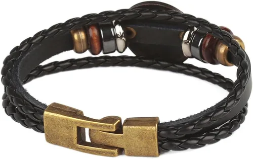 Miniatura 57 de Hamoery Pulsera de cuero de aleación punk para Constellation trenzada pulsera pulsera brazalete