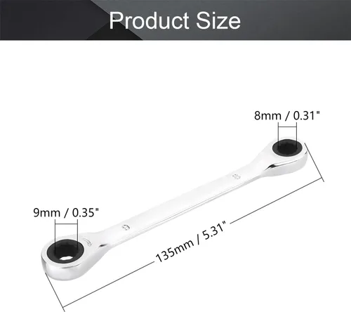 Miniatura 2 de Utoolmart Llave de trinquete, 0.315 in x 0.354 in extremo de caja doble métrica 1 unidad