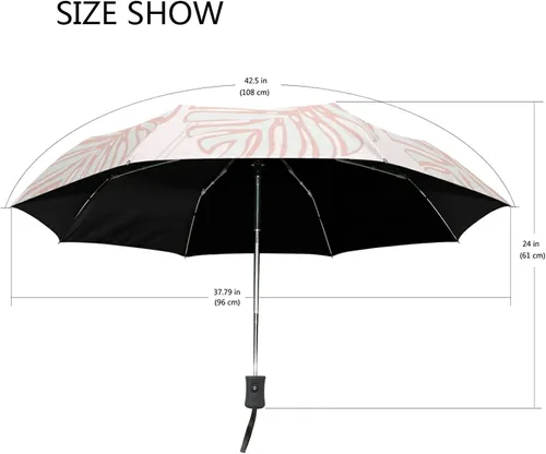 Miniatura 3 de Paraguas plegable auto abierto compacto sol lluvia paraguas palmera hojas plantas rosa tropical para mujeres hombres niños viaje sombrilla sol