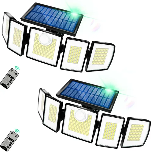 Miniatura 13 de MDCMDCM Luces solares de movimiento para exteriores, con cable de 16.4 pies, luces LED de seguridad de 3000 lm para exteriores del atardecer al