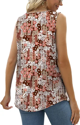 Miniatura 103 de Saloogoe - Camisetas sin mangas veraniegas para mujeres, plisadas con cuello cuadrado y dobladillo curvado, blusas de ajuste holgado con movimiento