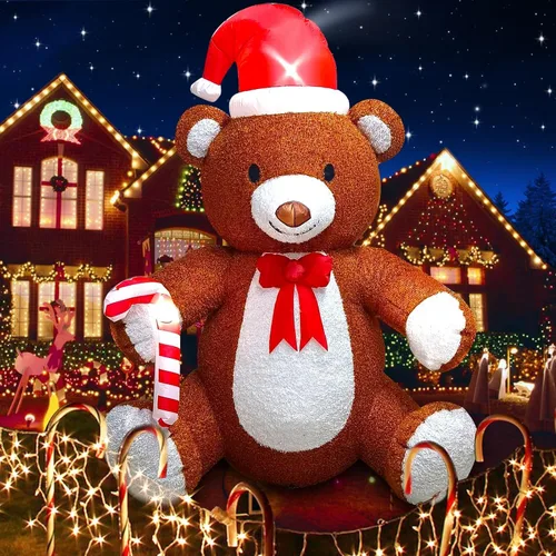 Miniatura 9 de Kalolary Árbol de Navidad inflable de 20 pies con luz LED, inflable gigante para exteriores, decoración al aire libre para fiestas, patio, césped