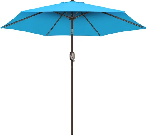 Miniatura 7 de Sombrilla de patio de 7.5 pies/9 pies, sombrilla de piscina con protección UV con poste resistente, sombrilla para exteriores con botón