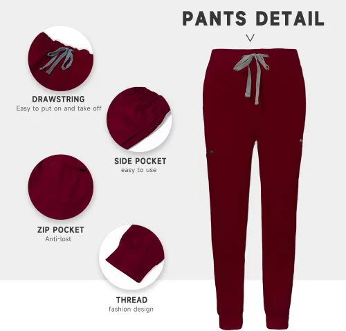 Miniatura 3 de niaahinn Conjunto de uniformes médicos para mujer, uniformes de enfermería, cuello en V clásico y pantalones quirúrgicos para correr