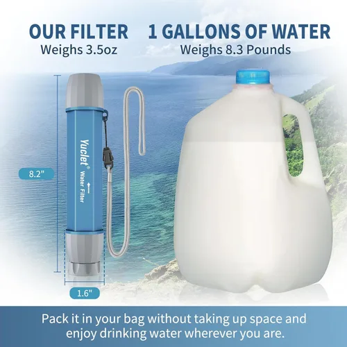 Miniatura 3 de YWF01 - Paja de filtro de agua para supervivencia al beber, filtro de agua portátil, sistema de filtración de agua, equipo y suministros para Azul