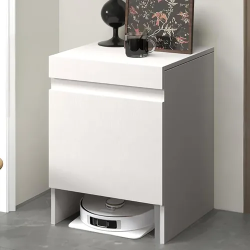 Miniatura 9 de Gabinete de almacenamiento con puertas para robot aspirador, mesa auxiliar para oficina en casa, estante independiente de madera para sala de estar