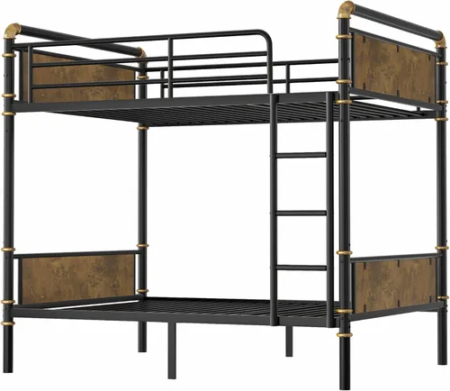 Miniatura 7 de KEIKI Litera desmontable de metal con escaleras, cabecera de MDF y barandilla, literas modernas con listones sólidos, no requiere somier, fácil