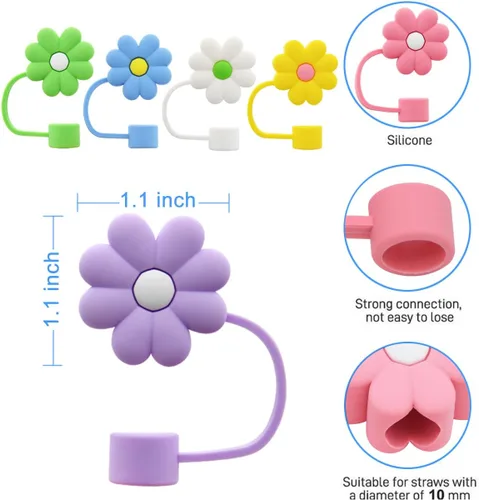 Miniatura 3 de Stanley - Tapa para pajilla, compatible con vaso de 30 y 40 onzas, puntas de popote reutilizables, perfecto para regalos 6pcs Chrysanthemums
