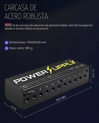 Miniatura 6 de Donner DP-1 Pedal de Guitarra Fuente De Alimentación 10 aislado DC salida 9 V/12 V/18 V para Pedal de efectos.
