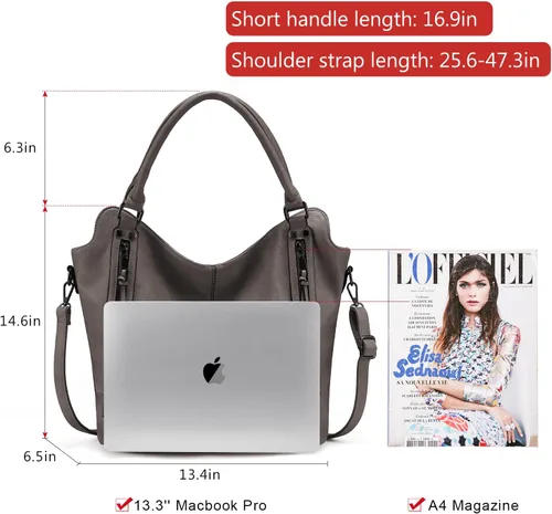Miniatura 11 de Bolso Hobo oculto para mujer, de piel sintética, bolso cruzado de hombro, bolsa grande con funda desmontable
