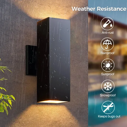 Miniatura 5 de KIZON Luces de pared inteligentes para exteriores RGBCW que cambian de color, moderno aplique de atardecer a amanecer, iluminación de arriba