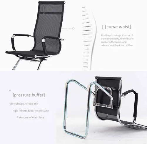 Miniatura 3 de Silla simple para conferencias, silla de oficina, silla de entrenamiento para sala de estar, silla de personal arqueada, silla de malla