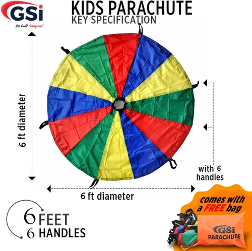 Miniatura 2 de GSi Paracaídas de juego para niños, paracaídas arcoíris, juego de tienda de campaña para niños, para gimnasia, juego cooperativo y actividades