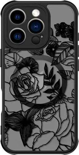 Miniatura 101 de FUNMIKO Funda para iPhone 16 Plus, carga inalámbrica y protección de grado militar, diseño floral moderno para mujeres y niñas, funda antideslizante