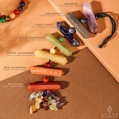 Miniatura 3 de Adornos colgantes de cristal de 7 chakras, piedra de cristal para automóvil, ventana, decoración colgante de pared, decoración hecha a mano